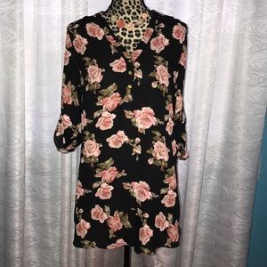 Rue21 Black Floral Print Blouse